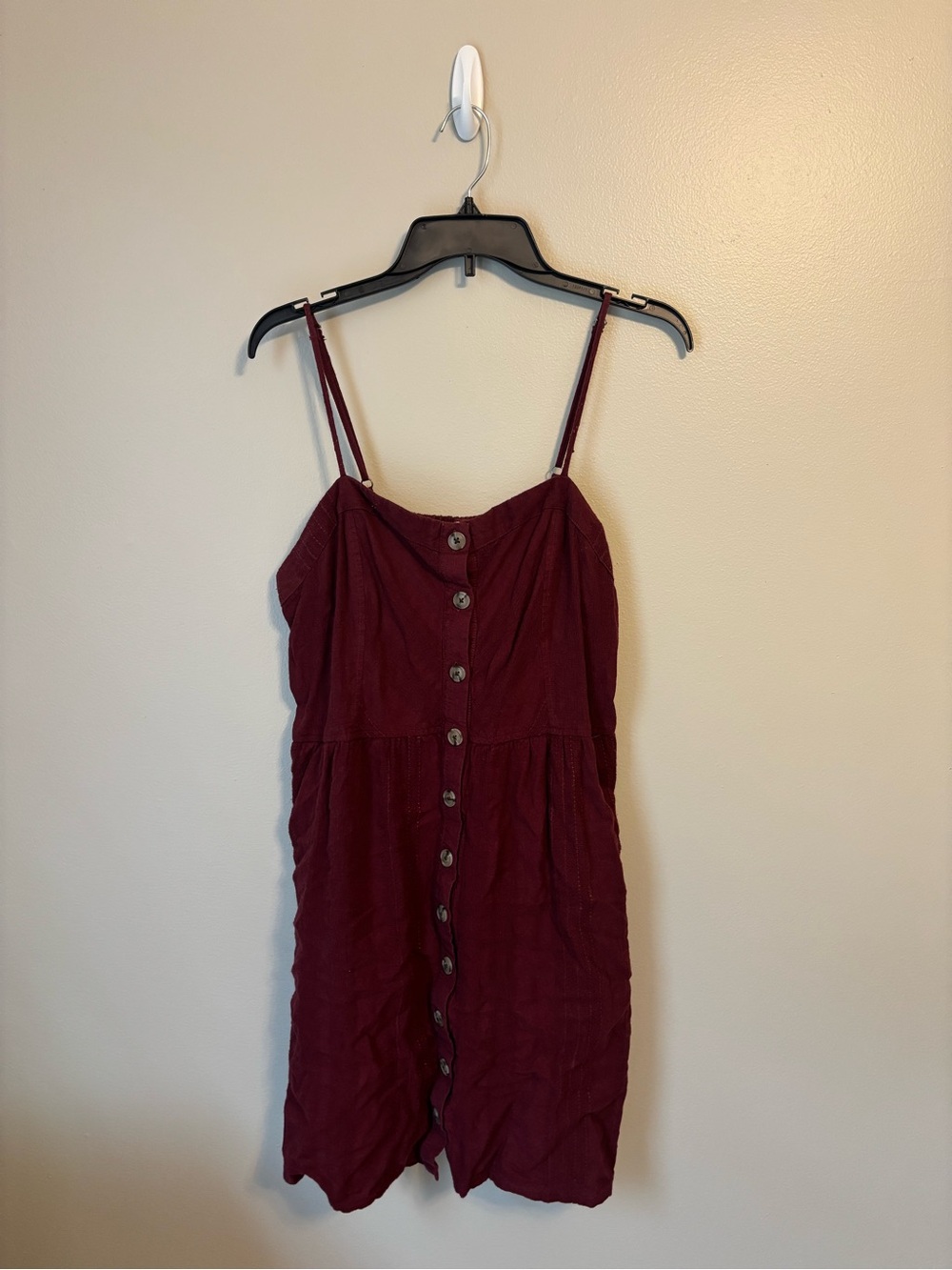 Women's Burgundy Button-Front Slip Dress